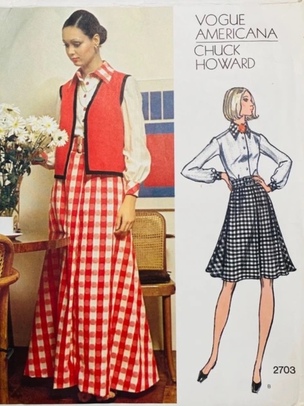 UNCUT Vintage 70s Vogue 2703 Designer Chuck Howard Maxi Dress Vest Pattern